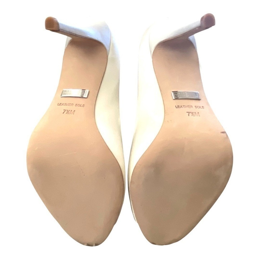 Badgley Mischka Sansa II Peep Toe Pump Women 7.5 Ivory Good Crystal Satin Heel - Picture 9 of 13